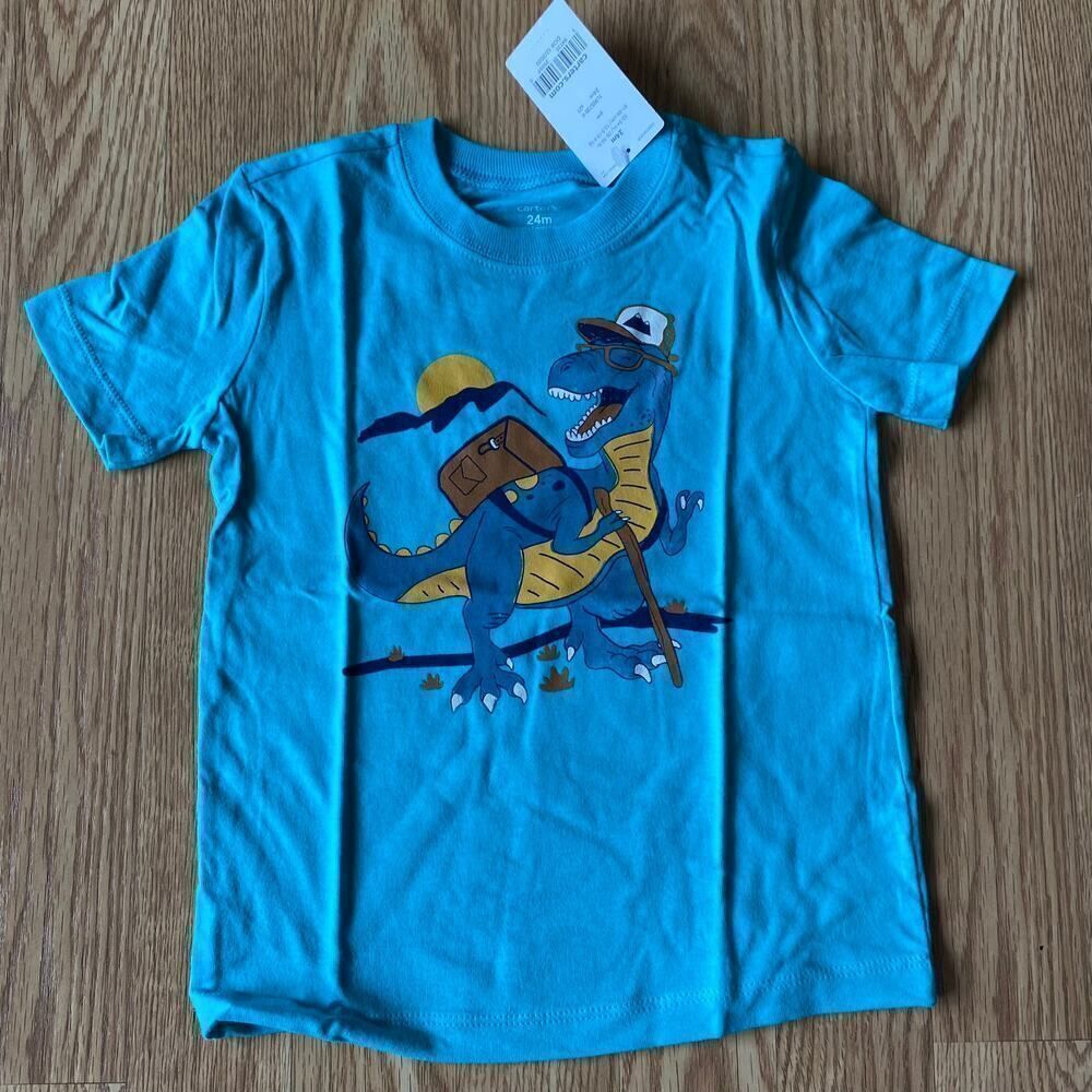 Carters Hiking Dinosaur Tee Teal 24 Months